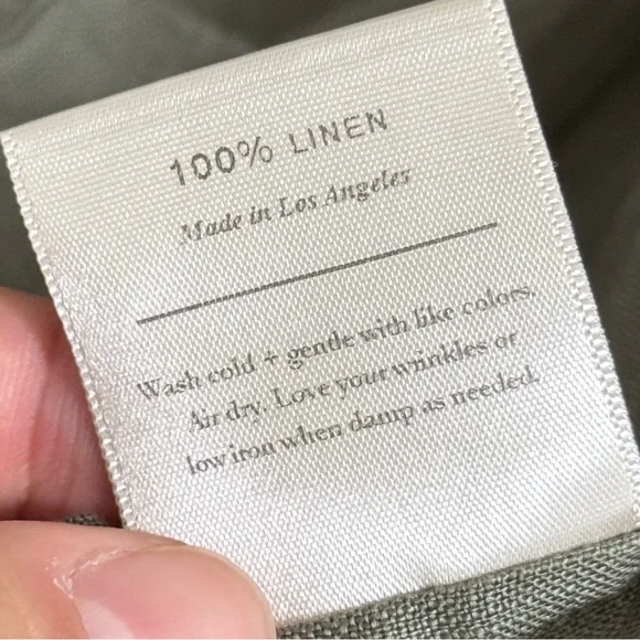 Rachael Harrah MEDIUM Olive Green 100% Linen Wrap Dress USA Made - Picture 8 of 9